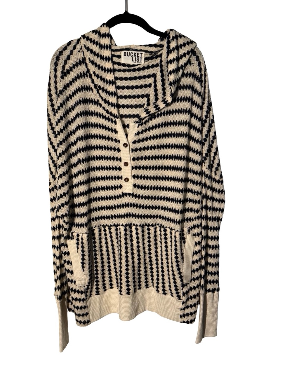 Bucket List Oversized Knit Striped Top Size Large